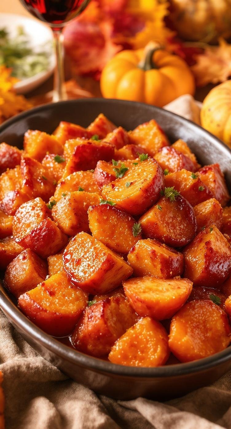 Sweet and Sticky Candied Sweet Potatoes Recipe