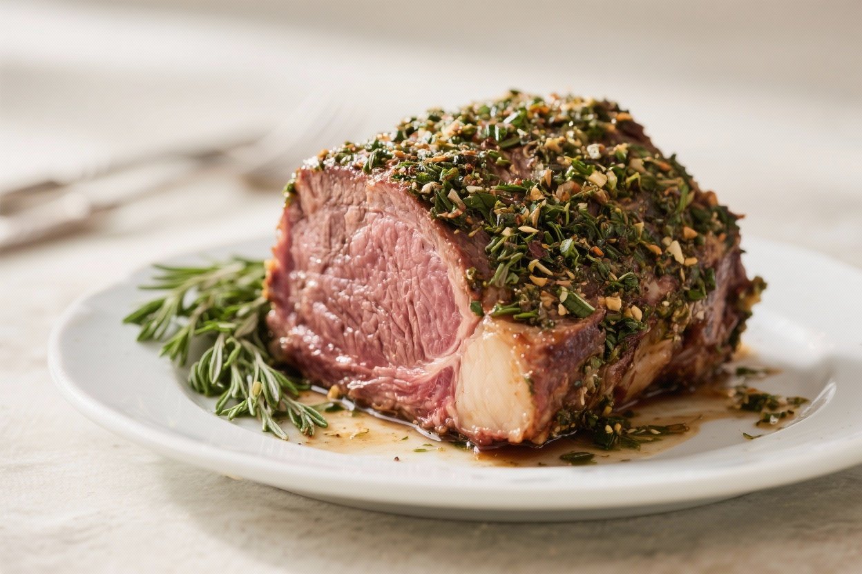 Herb-Crusted Prime Rib Roast – A Juicy, Crowd-Pleasing Centerpiece