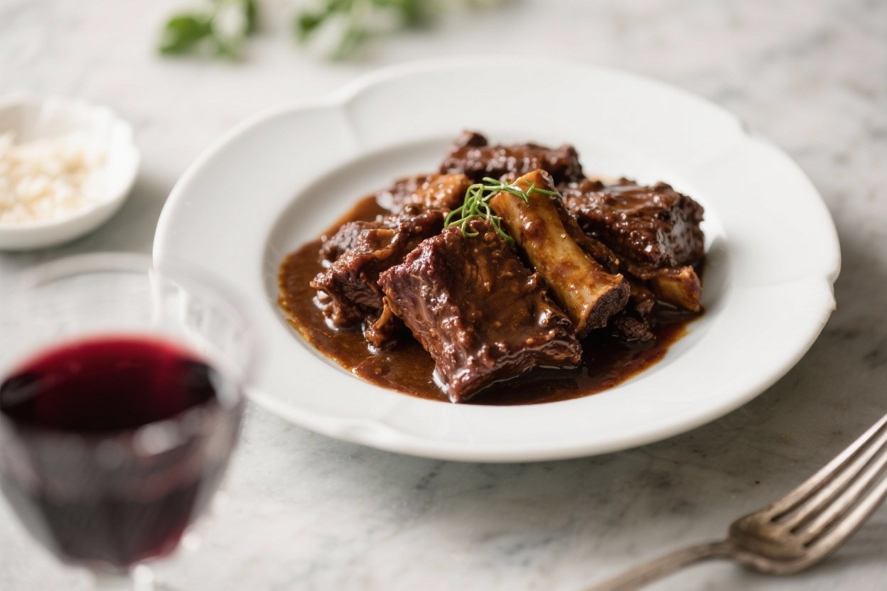 Slow-Braised Short Ribs with Red Wine – A Cozy, Crowd-Pleasing Classic