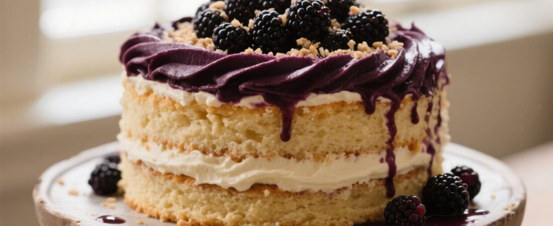 Blackberry Vanilla Bean Cake With Deep Berry Tones and Elegant Swirled Buttercream You’ll Crave