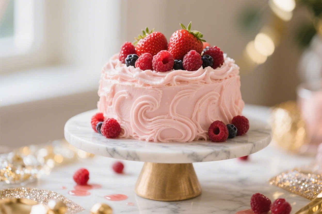 Champagne Berry Celebration Cake With Soft Pink Frosting You’ll Crave All Year