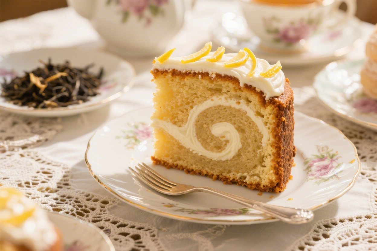 Earl Grey Tea Cake With Vanilla Cream for Refined Vintage Tea Party Elegance