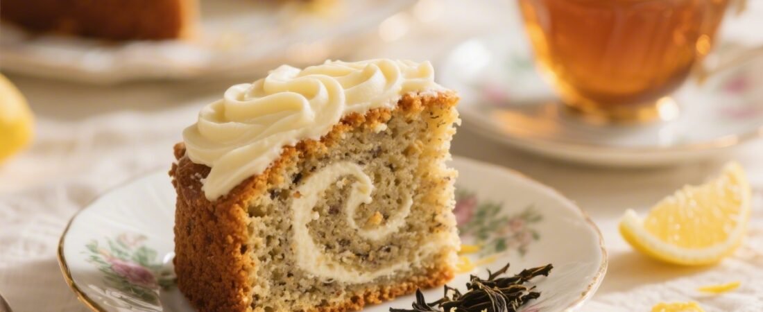 Earl Grey Tea Cake With Vanilla Cream for Refined Vintage Tea Party Elegance