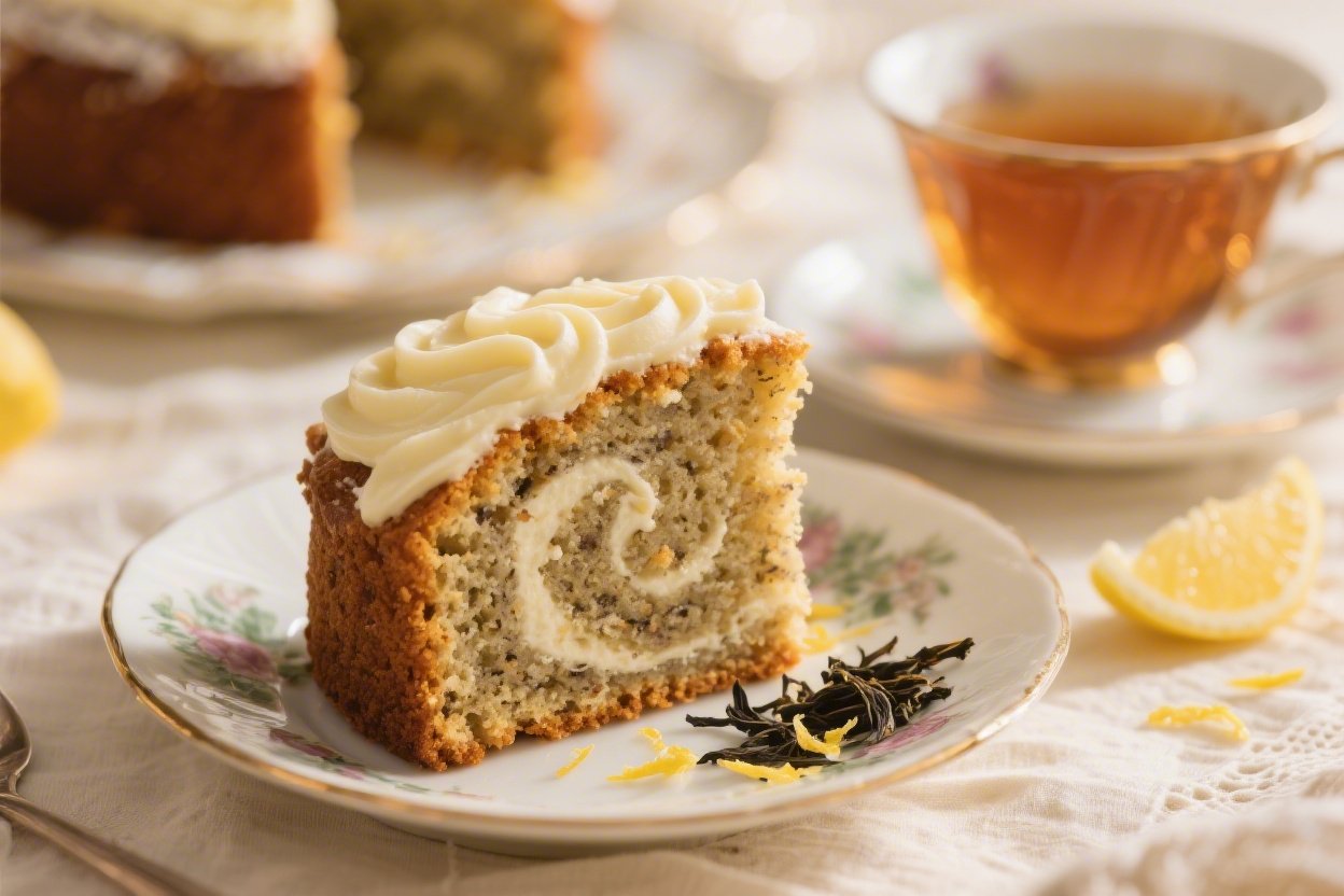 Earl Grey Tea Cake With Vanilla Cream for Refined Vintage Tea Party Elegance