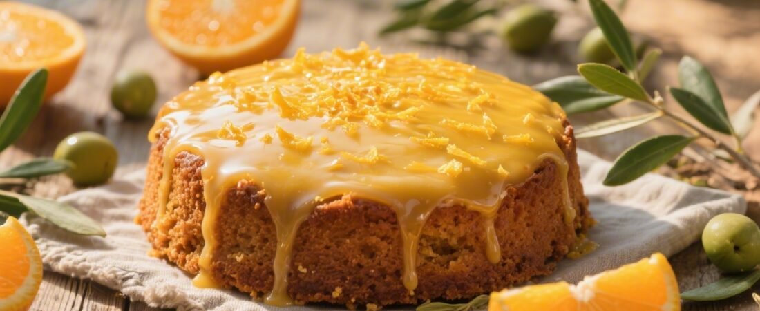 Orange Cardamom Olive Oil Cake With a Rustic Mediterranean Look That Shines Bright