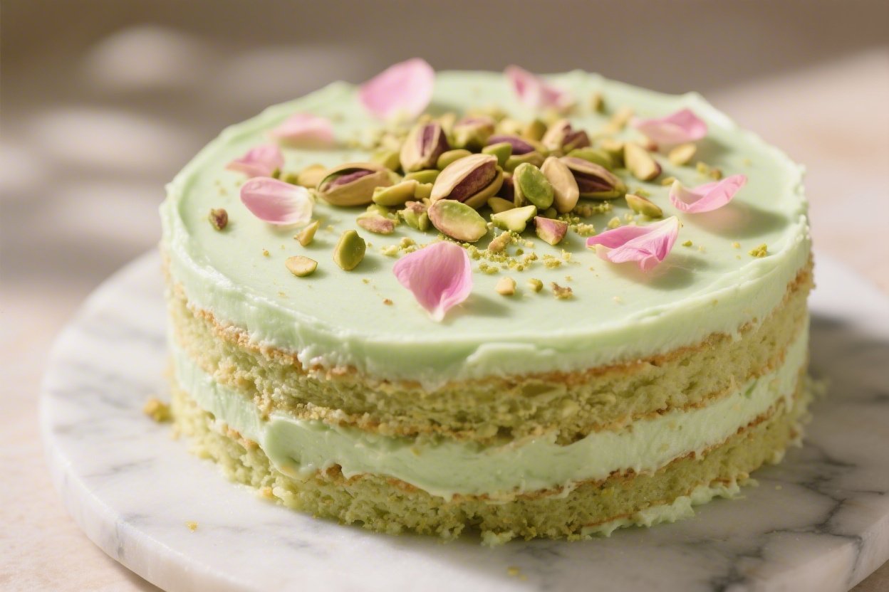 Pistachio Rosewater Cake With Pale Green Layers You’ll Dream About