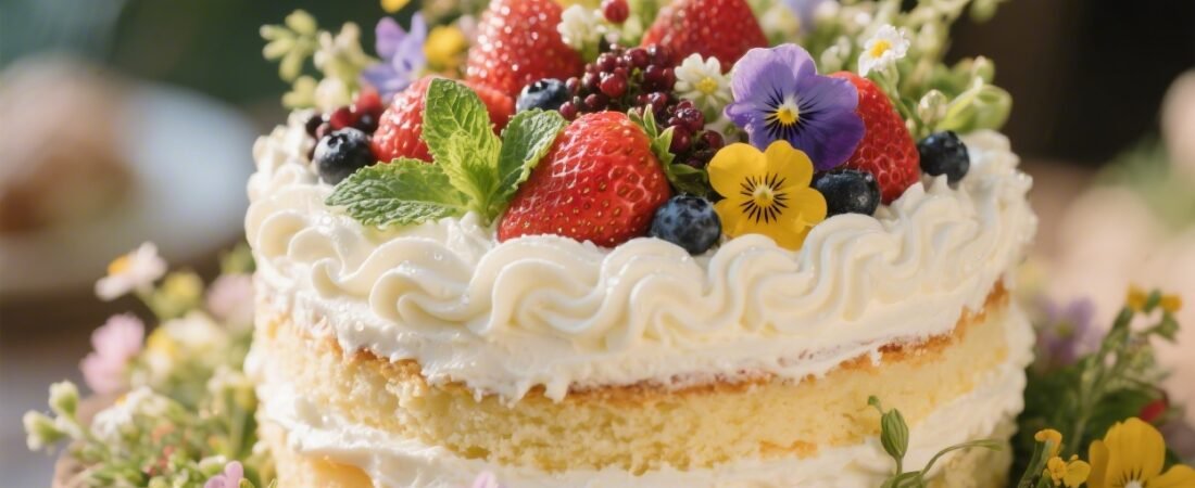 Strawberries and Cream Garden Cake Styled Like a Blooming Spring Centerpiece