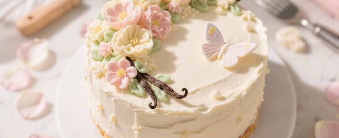 Vanilla Bean Butterfly Garden Cake With Whimsical Floral Piping and Pastel Detail That Wow