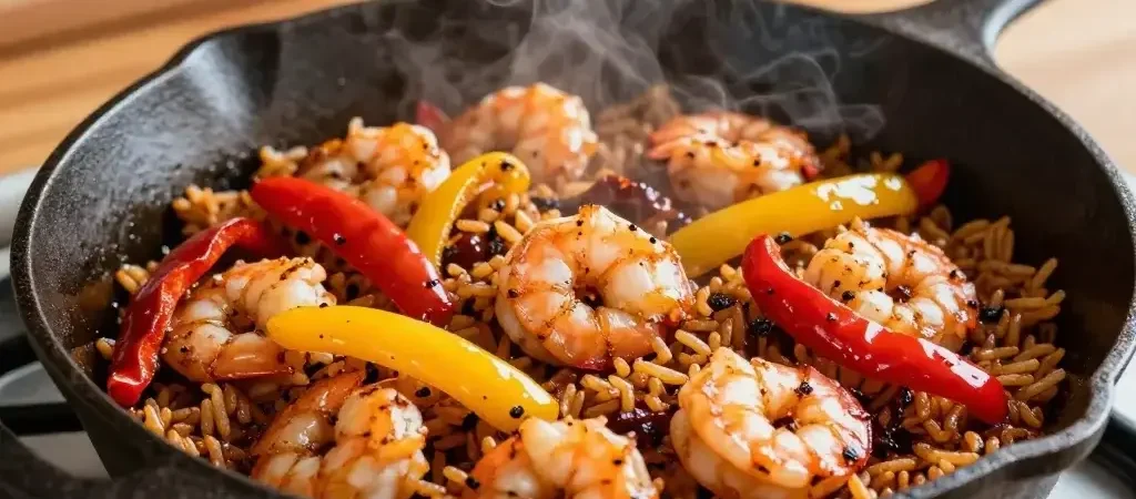 Cajun Shrimp, SautéEd Peppers, and Dirty Rice Dinner: Sizzle Tonight