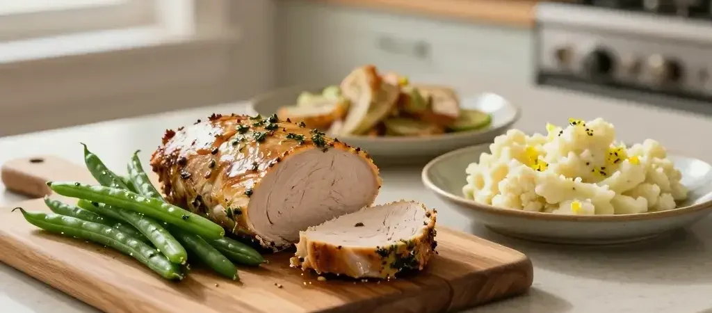 Turkey Meatloaf, Green Beans, and Garlic Mashed Cauliflower Dinner: Cozy Weeknight Win