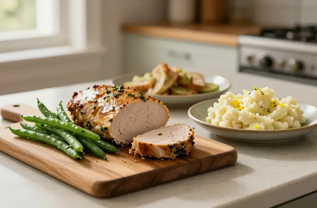 Turkey Meatloaf, Green Beans, and Garlic Mashed Cauliflower Dinner: Cozy Weeknight Win