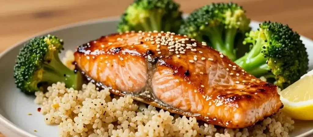 Honey Glazed Salmon, Roasted Broccoli, and Garlic Butter Quinoa Dinner: Weeknight Wow