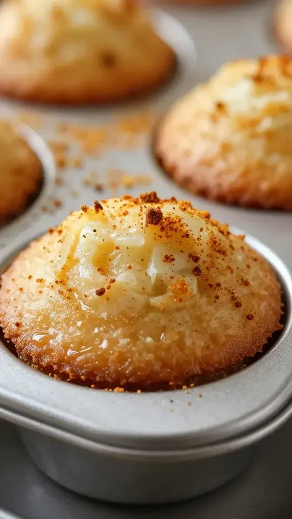 Closeup of a single cake pan with warm spices dusting the top, shallow depth of field