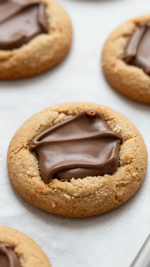 closeup of finished no-bake Nutella cookie on parchment