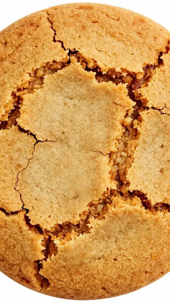 Closeup of a single warm molasses cookie with cracked surface