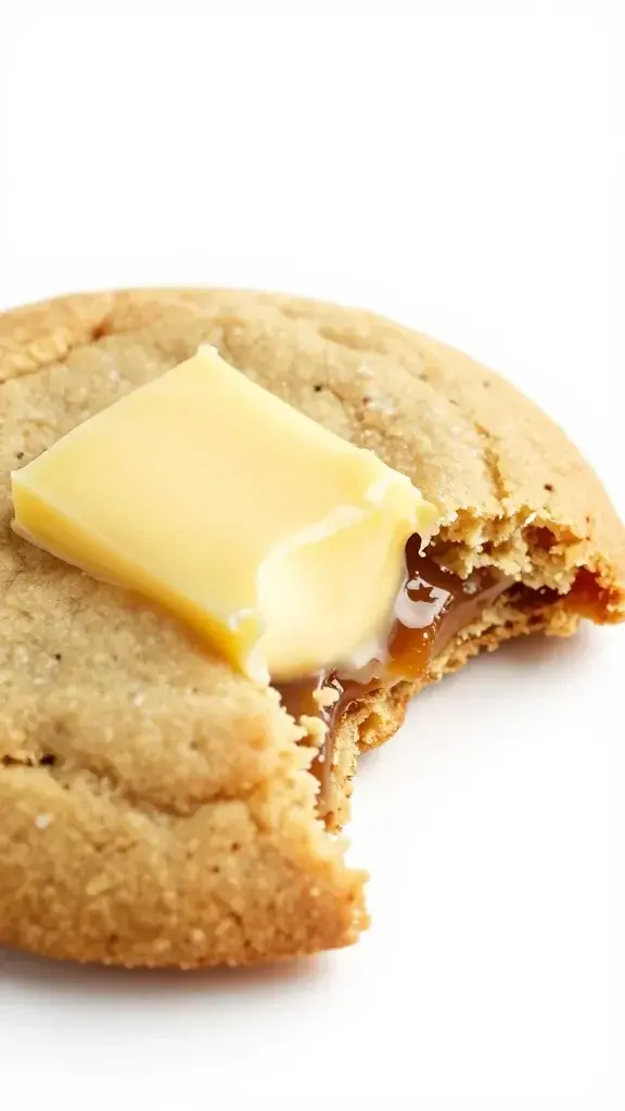 Closeup of a single butter-slicked molasses cookie bite reveal