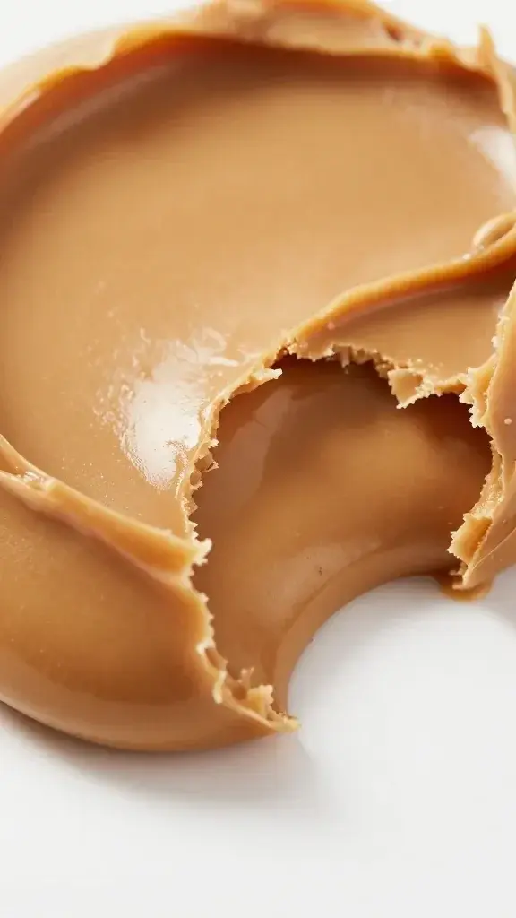 closeup of gooey peanut butter center breaking open