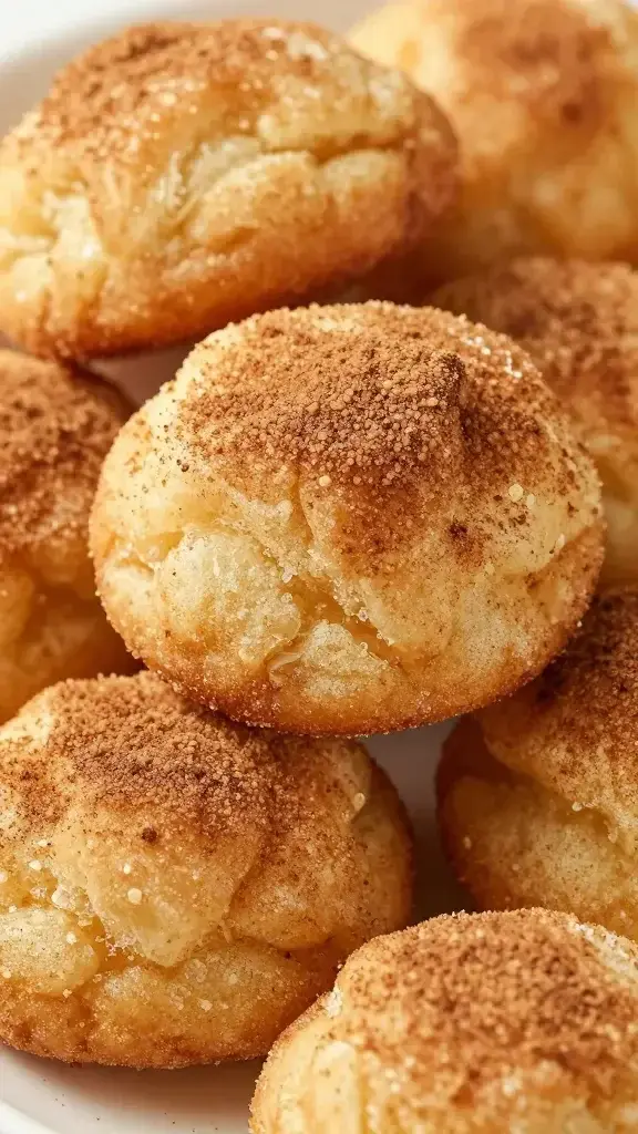 closeup of a soft snickerdoodle with cinnamon sugar coating