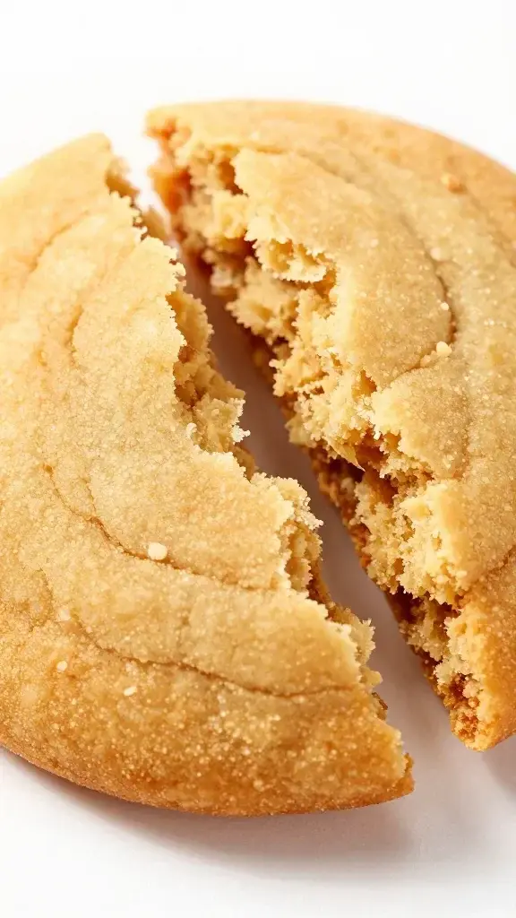 closeup of a single warm snickerdoodle broken in half