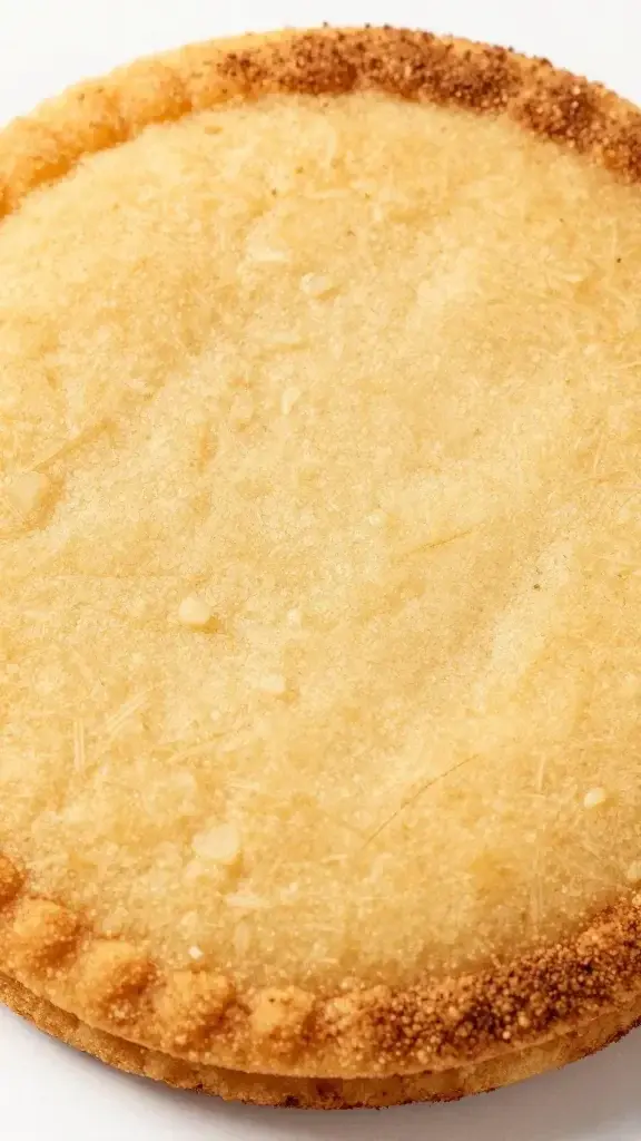 closeup of a single plated snickerdoodle with cinnamon dusted rim