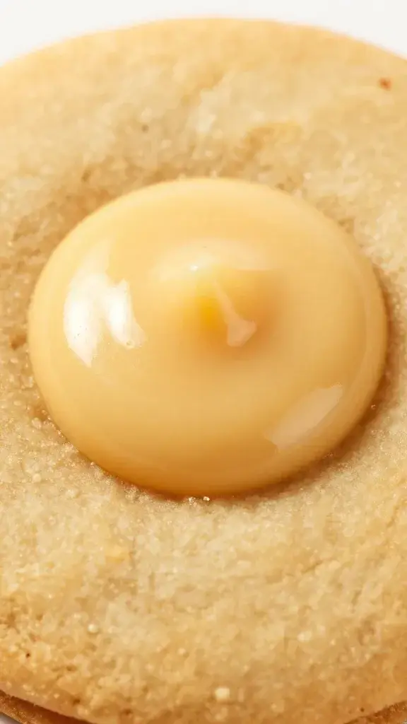 Closeup of molten cookie butter center oozing from cookie