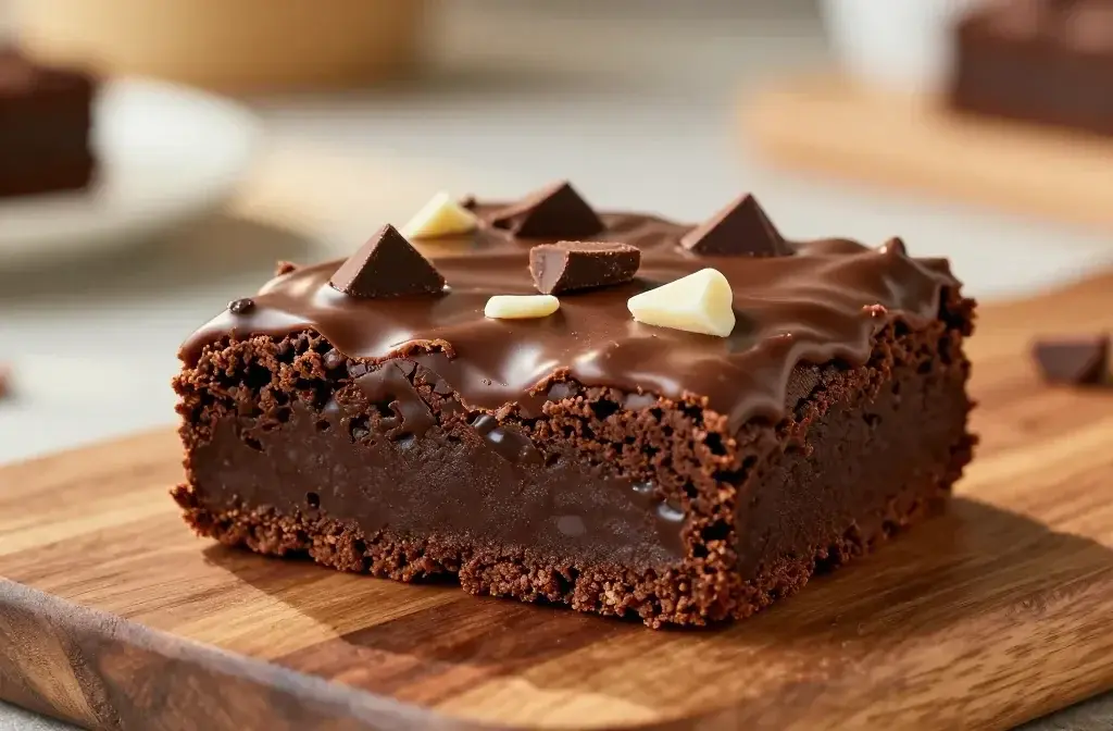 Triple Chocolate Brownies with Cocoa, Chunks, and Ganache: Irresistible Bite