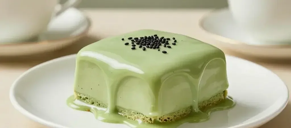 Matcha Tea Cake with Black Sesame Glaze: Chic Dessert Dream