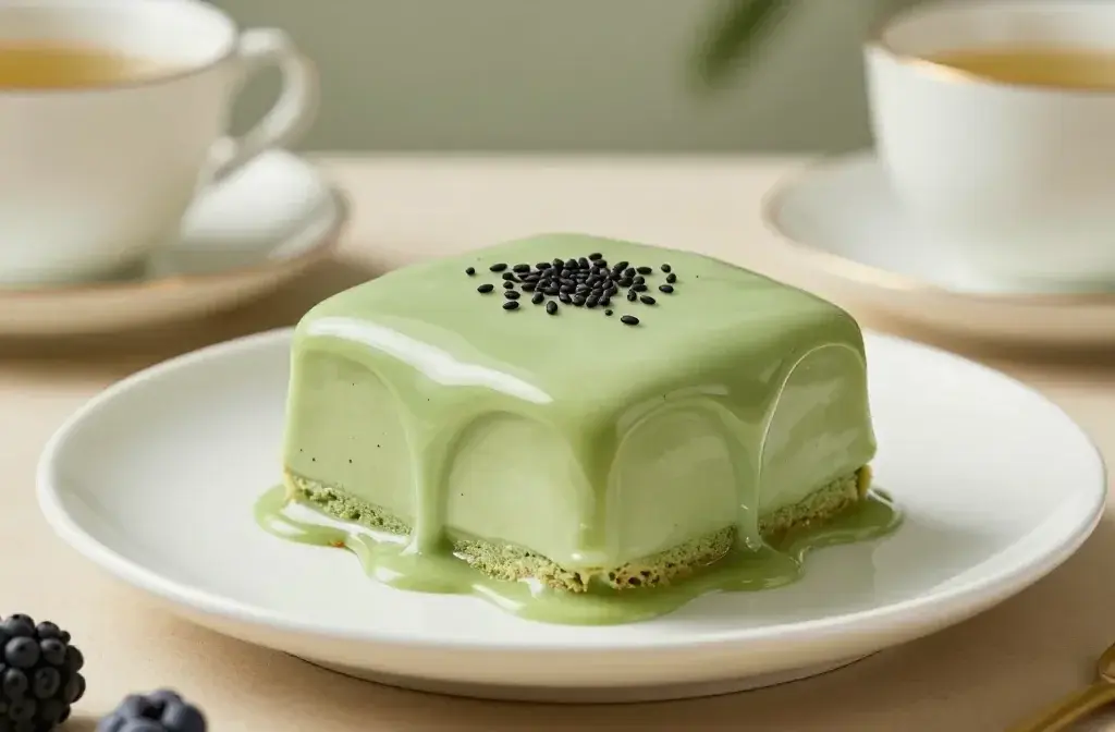 Matcha Tea Cake with Black Sesame Glaze: Chic Dessert Dream