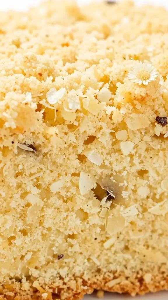 Closeup: chamomile-infused vanilla snack cake crumb texture