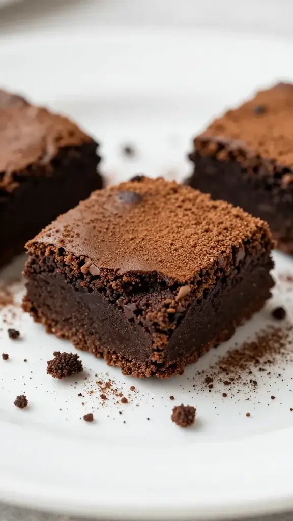 Focused shot of chai-spiced brownie crust crumble on white plate