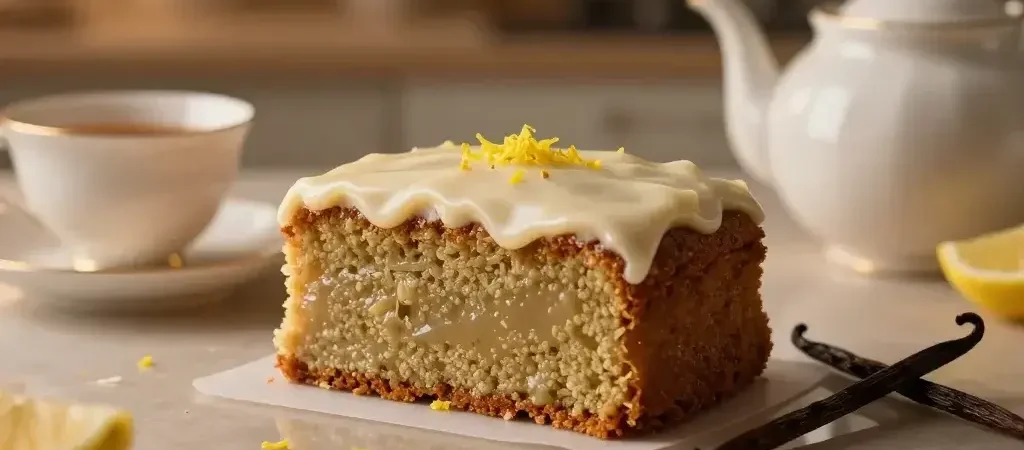 London Fog Earl Grey Tea Cake with Vanilla Bean Icing: Velvet Tea Delight