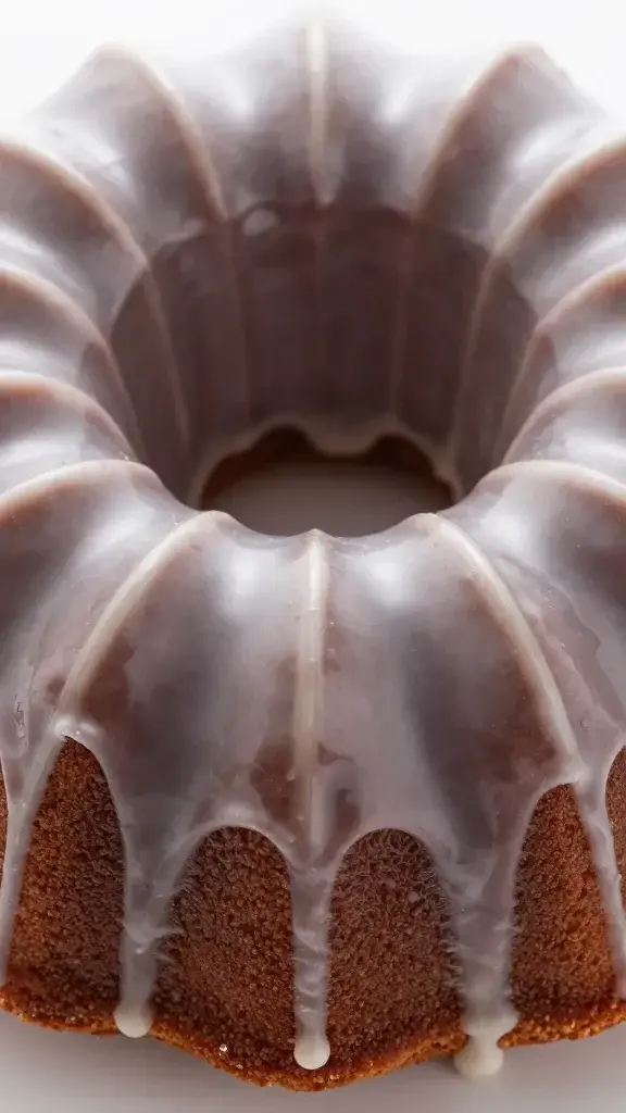 closeup of Earl Grey Bundt cake glaze shine on top